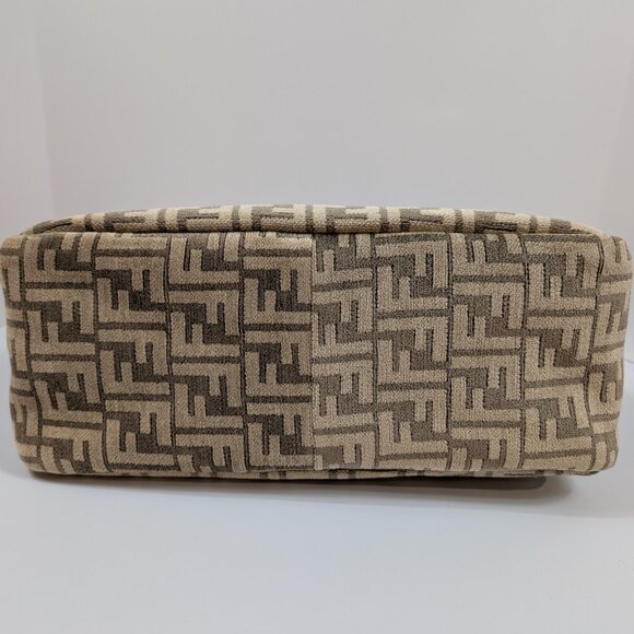 Fendi Brown O’Clock Zip Shoulder Bag Zucca Chenille Bag - Picture 6 of 16
